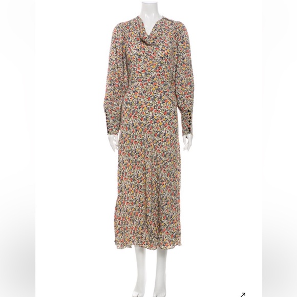 Doen Nanette Dress in Zelda Floral 1940s Style Bias Cut Midi Dress - Picture 7 of 11